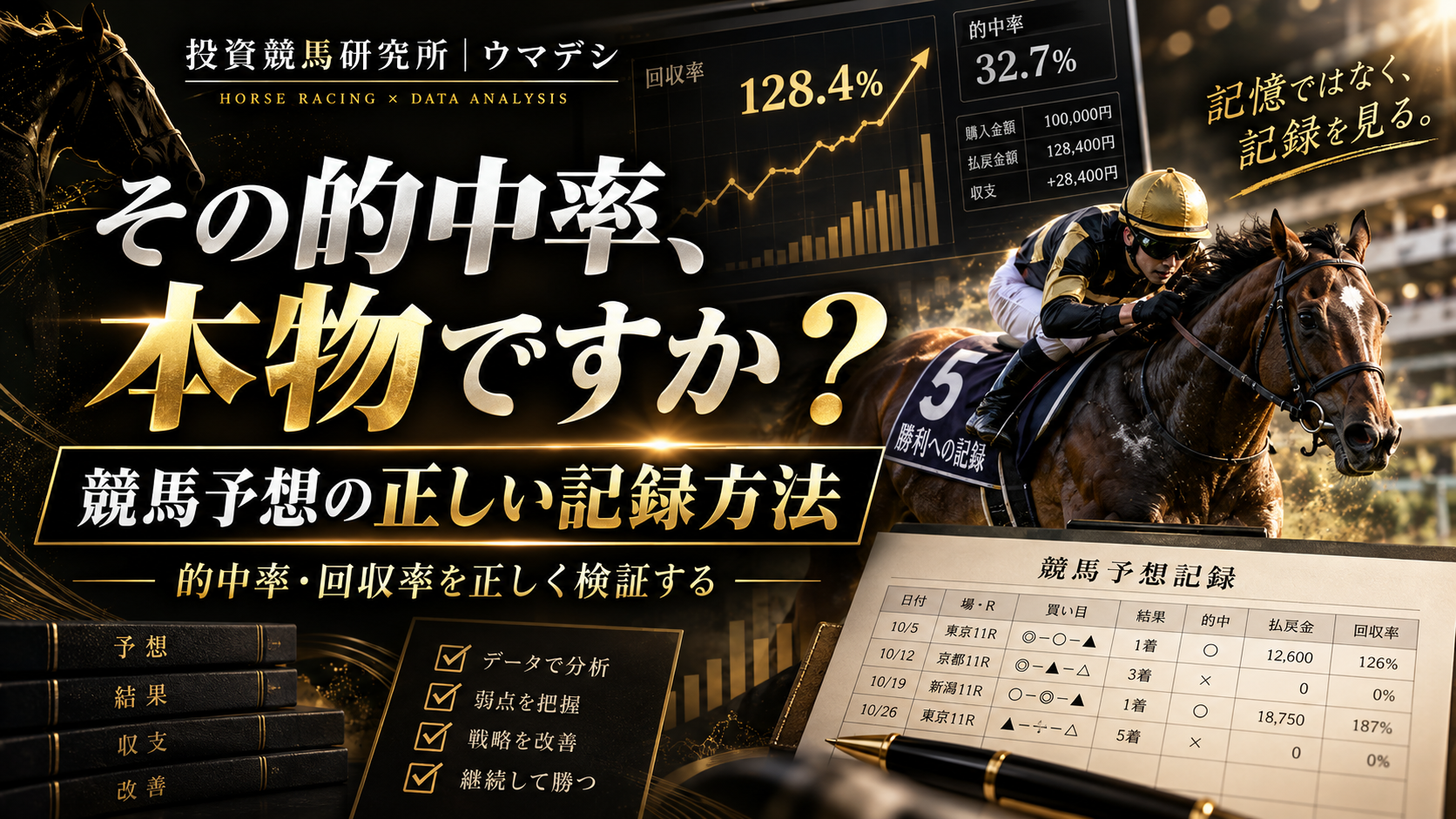 競馬予想の記録方法と的中率・回収率を検証する7つの項目